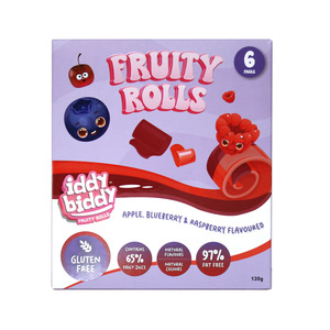 Snacks: Iddy Biddy Fruity Rolls Apple, Blueberry & Raspberry Fruity Rolls 6 x 20g