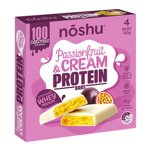 Snacks: Noshu Protein Bars Passionfruit & Cream 4 pack 120g