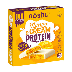 Snacks: Noshu Protein Bars Mango & Cream 4 pack 120g