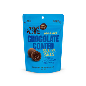 New: Tom & Luke Snack Balls Choc Coated Triple Chocolate Brownie 128g