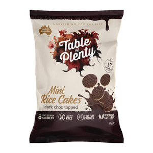 Vegetarian: Table of Plenty Dark Choc Topped Mini Rice Cakes 60g Share Pack
