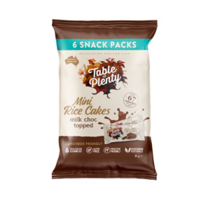 Vegetarian: Table of Plenty Milk Choc Topped Mini Rice Cakes 84g Snack Pack - DATED 30/7
