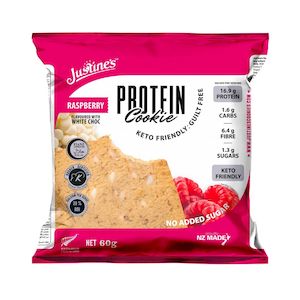 Keto: Justine's Keto Raspberry White Choc Protein Cookies 75g