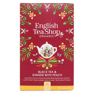 English Tea Shop Organic Black Tea & Ginger with Peach Teabags 20pc