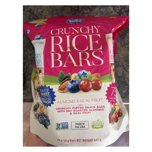 Non Gmo: Puff Nation Crunchy Rice Bars Almond & Real Fruit 432g