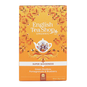 English Tea Shop Organic Green Rooibos, Pomegranate & Blueberry Teabags 20pc