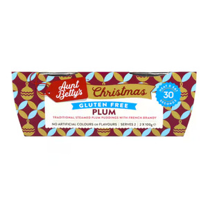 Christmas Sale: Aunt Bettys Christmas Pudding Traditional Plum Gluten Free 2 x 100g