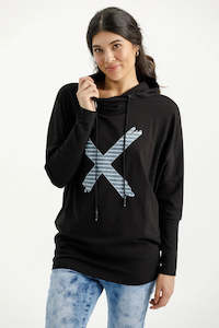 Home Lee: Ellen Hoodie / Black w Stormy Stripe X