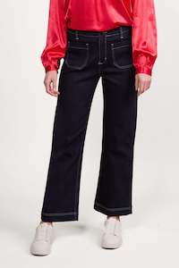 Pants: Wide Leg Ankle Grazer Jean - Ink Denim