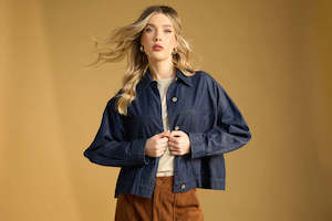 Austin Denim Crop Jacket - Indigo