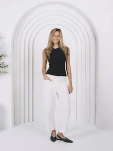 Pants: Leo Barrel Jeans / White