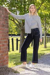Wide Leg Ankle Grazer Jean / Ink Denim