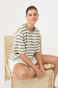 Eb Ive: Studio Stripe Tshirt - Olive