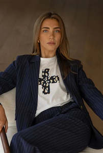 Ace Tee Leopard Cross - White