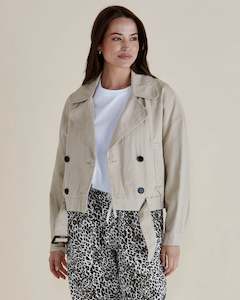 Adaline Crop Trench Jacket - Beige