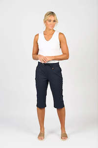 Below Knee Skinny Leg Elastic Waist Pant - Ink