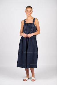 Sleeveless Balloon Dress with Front Pockets - Ink