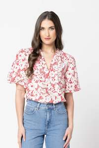 Seeking Lola: Relaxed Butterfly Top / Ruby Bloom