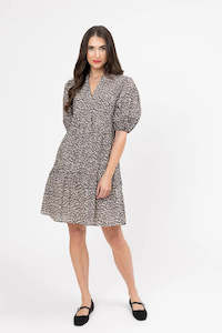 Seeking Lola: Reflective Mini Dress - Coffee Safari