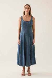 Isle Of Mine: Sofie Denim Tank Dress - Drift