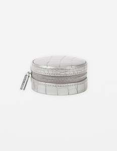 Jewellery Box  / Silver Croc Round Small
