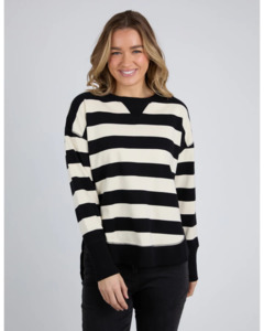 Striped Delilah Crew / Black & Vintage White Stripe