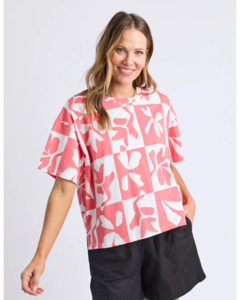 Splice Tee / Sugar Coral Yardage Print