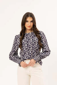 Size 18 Plus: Wishful Top / Navy Poppy
