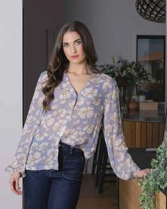 Size 18 Plus: Full Of Life L/S Top / Sky Garden