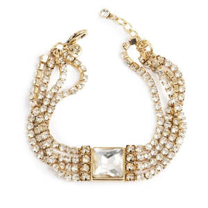 3018-0732 Statements Bracelet - Square Crystal Gold