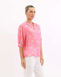 Dottie Linen Shirt / Pink & Green