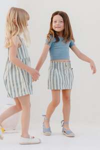 Denim Mini Skirt | Ocean Stripe