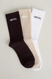 Aimn Logo Socks 3PK | Cacao
