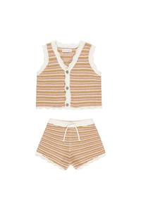 Kids Jumpsuits Onsies: Scallop Crochet Set| Pink Stripe