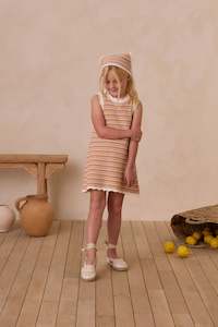 Crochet Tank Mini Dress| Pink Stripe