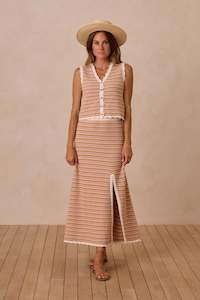 Womens Knit Vest | Pink Stripe