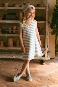 Kids Dresses: Crochet Tank Mini Dress | Blue Stripe