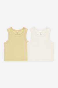 Girls Kids Clothing: Ribbed Tank Set | Yellow/ Ivory