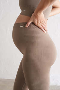 Maternity Ribbed Seamless Tights - Espresso