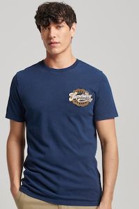 Superdry: Vintage Scripted College Tee | Supermarine Navy