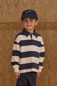 Kids Tops: Rugby Polo | Navy Stripe