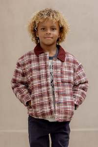 Boys Kids Clothing: Nashville Quilted Jacket| Burgundy Plaid