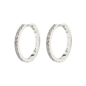 Ebna Med Crystal Hoops | Silver Plated