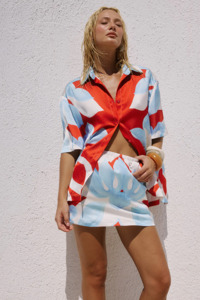 Goals Womens Sale: Alara Elasticated Mini Skirt | Amoree Red