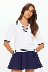 Archie Collared Knit Polo | White