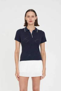 Womens Diamond Knit Polo | Navy