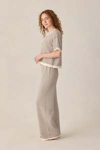 WOMEN'S KNIT WIDE LEG PANT | CHOCOLATE STRIPE