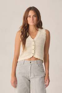 WOMEN'S KNIT VEST | NATURAL