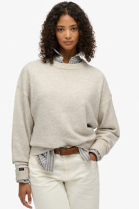 Superdry: Slouchy Crew Neck Jumper | Oatmeal Twist
