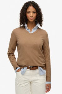 Superdry: Classic V Neck Jumper | Light Taupe Marle